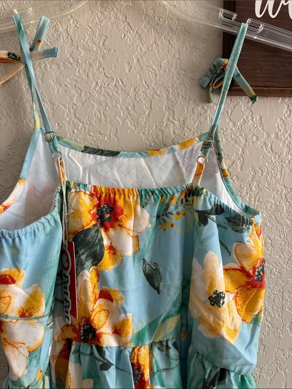 Light Blue Floral Maxi Sundress with Yellow Blooms